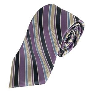 Joseph Abboud Purple Grey Multicolor Diagonal Striped Neck Tie